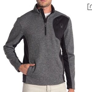 SPYDER Raider Quarter Zip Pullover Sweater In Polar Marble Small Winter Warm Sm